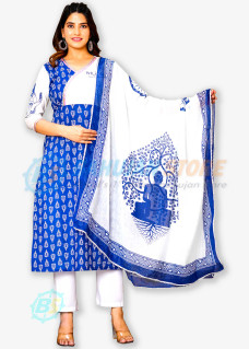 Jai Bhim pure Cotton printed Kurti Pant Dupatta Set (Small Size) 2