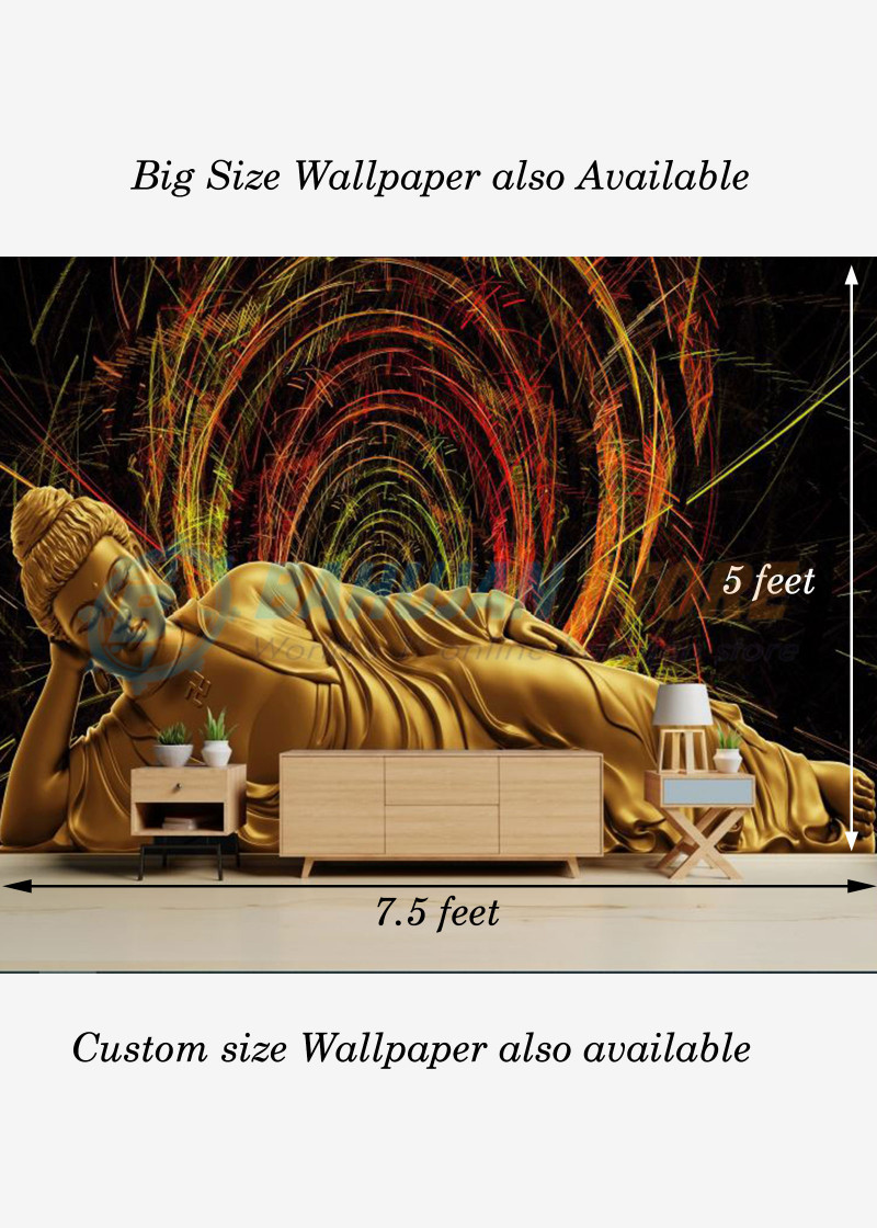 Sleeping Golden Buddha Multicolor Washable Wallpaper  Feet