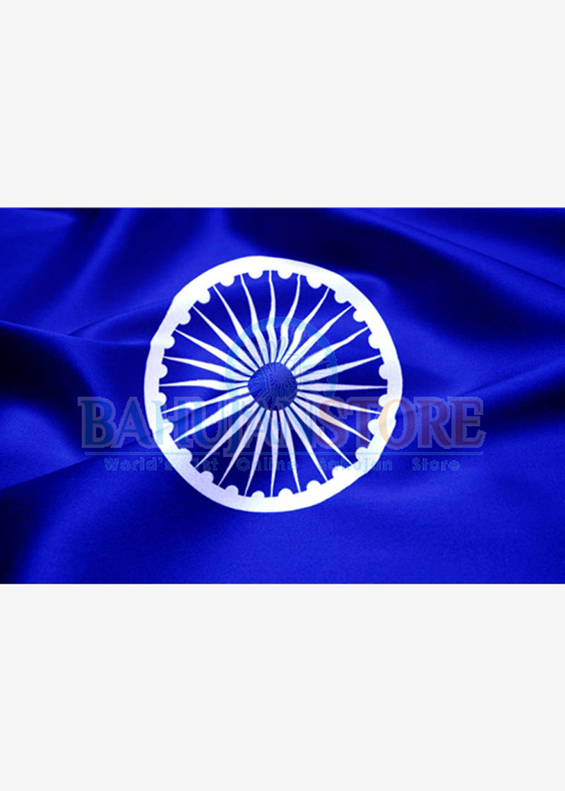 Ashok Chakra Jai Bhim Blue Satin Flag 14x21 inch (Pack of 10 Pcs)