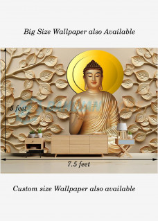Lord Buddha Art & Paintings Multicolor Washable Wallpaper 5x7.5 Feet