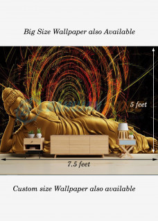Sleeping Golden Buddha Multicolor Washable Wallpaper 5x7.5 Feet