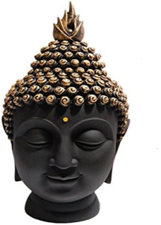 Lord Buddha Head Black & Golden Idol
