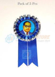 Dr.  Ambedkar Photo Blue White Ribbon Badge (Pack of 5 Pcs) 2