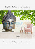Lord Buddha with Nature Multicolor Washable Wallpaper 5x7.5 Feet