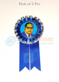 Dr.  Ambedkar Photo Blue White Ribbon Badge (Pack of 5 Pcs)
