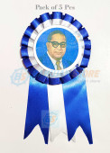 Dr.  Bhim Rao Ambedkar Photo Blue White Ribbon Badge (Pack of 5 Pcs)